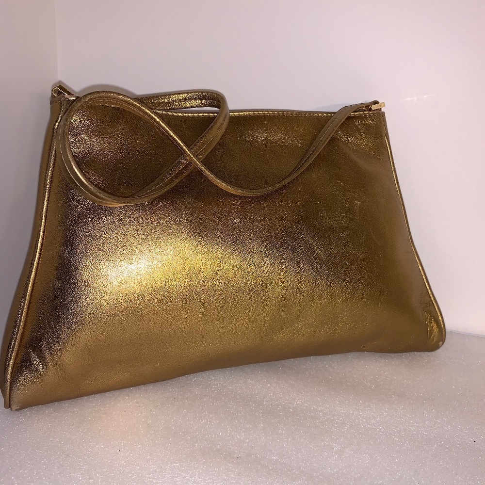 Desmo Gold Italian Leather Evening Bag